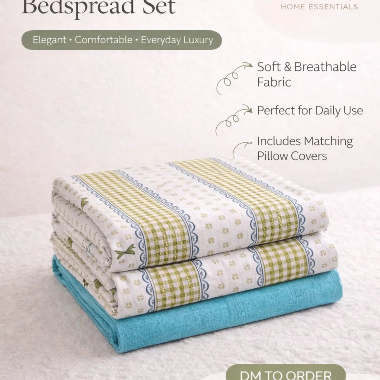 Premium Cotton Bedspread Set with Pillow Covers –  King Size & Queen Size