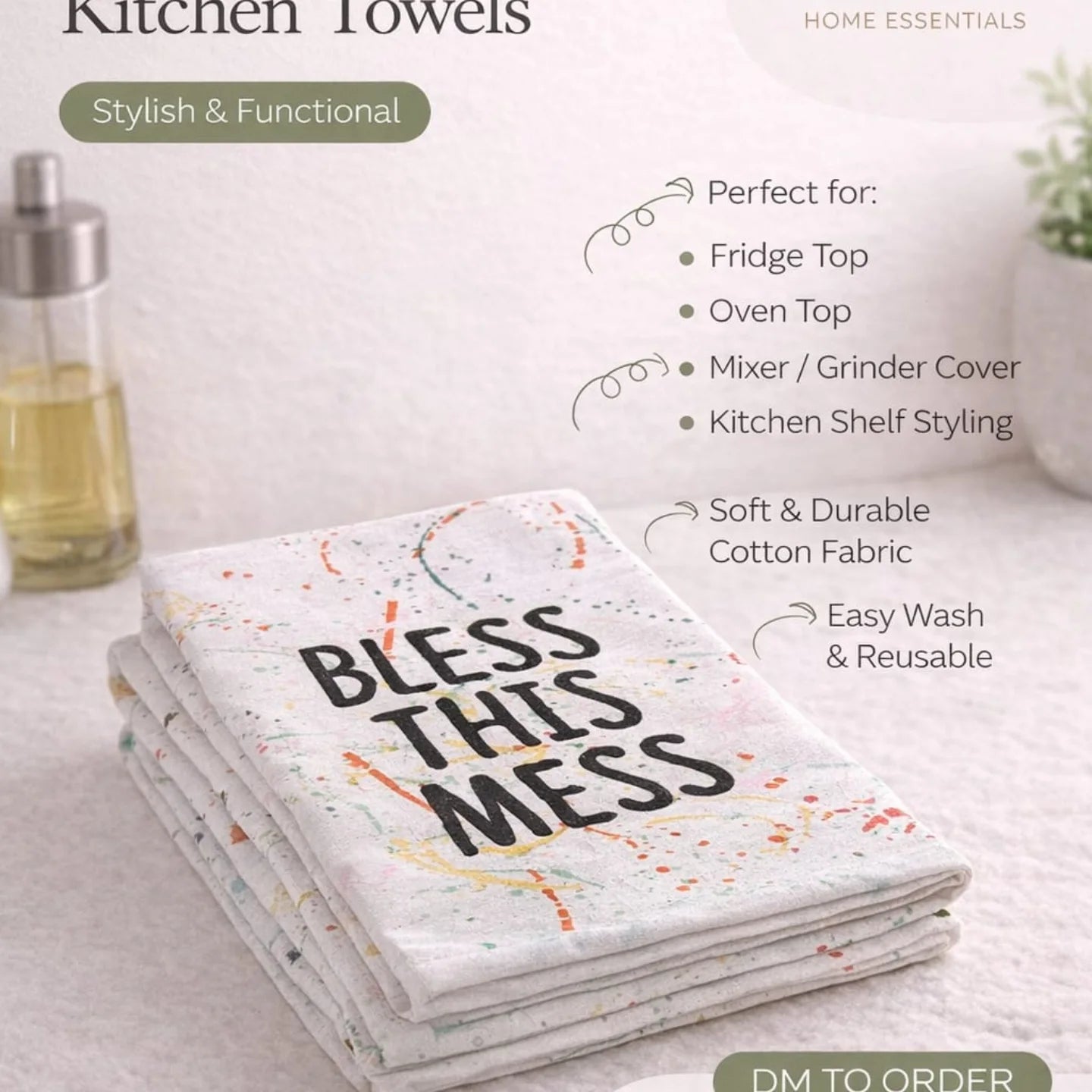 Premium Multi-Use Cotton Kitchen Towel – Decorative & Functional Cover