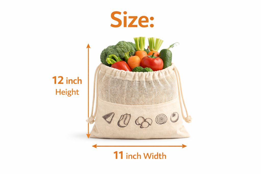 Reusable Organic Cotton Mesh Produce Bags (Pack of 5) – Eco-Friendly Grocery Storage