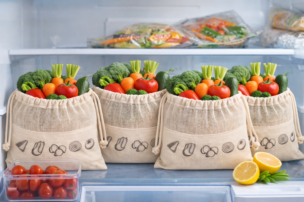 Reusable Organic Cotton Mesh Produce Bags (Pack of 5) – Eco-Friendly Grocery Storage