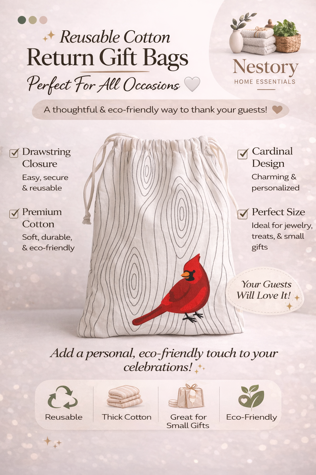 Reusable Cotton Return Gift Bags