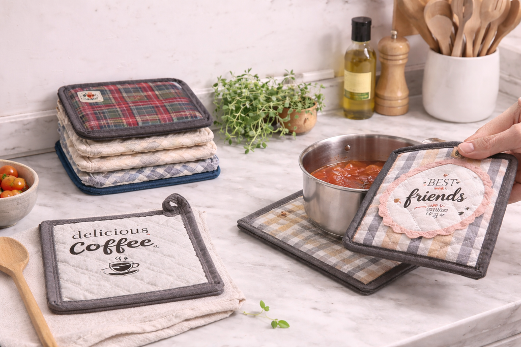 Quilted Cotton Pot Holders (Set of 2) – Heat Resistant Kitchen Pads