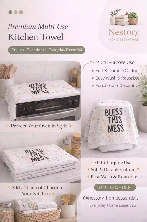 Premium Multi-Use Cotton Kitchen Towel – Decorative & Functional Cover