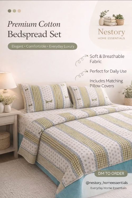 Premium Cotton Bedspread Set with Pillow Covers –  King Size & Queen Size